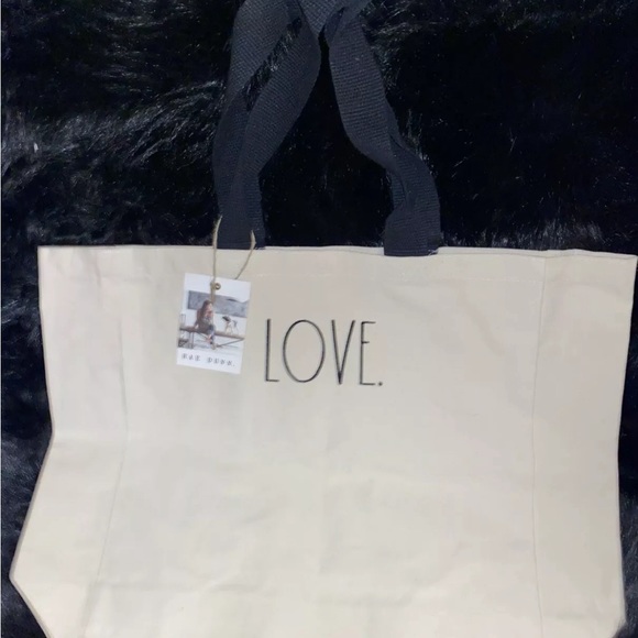 NWT Rae Dunn Large Canvas LOVE Tote LARGE 20 x 16 - Picture 2 of 3